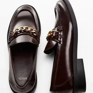 Mango chain loafers in rich chocolate brown